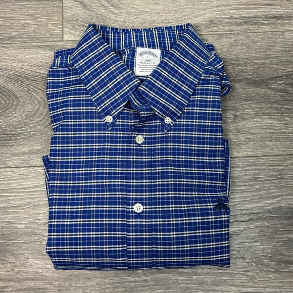 Brooks Brothers Blue and‎ White Casual Regent Fit Button Down Shirt size L 279 - Picture 1 of 9